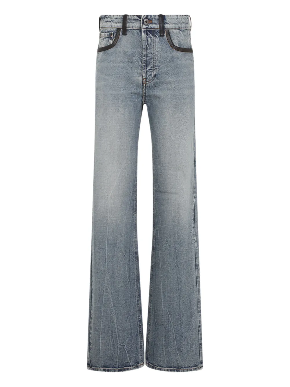 Miu leather-trimmed jeans Blauw