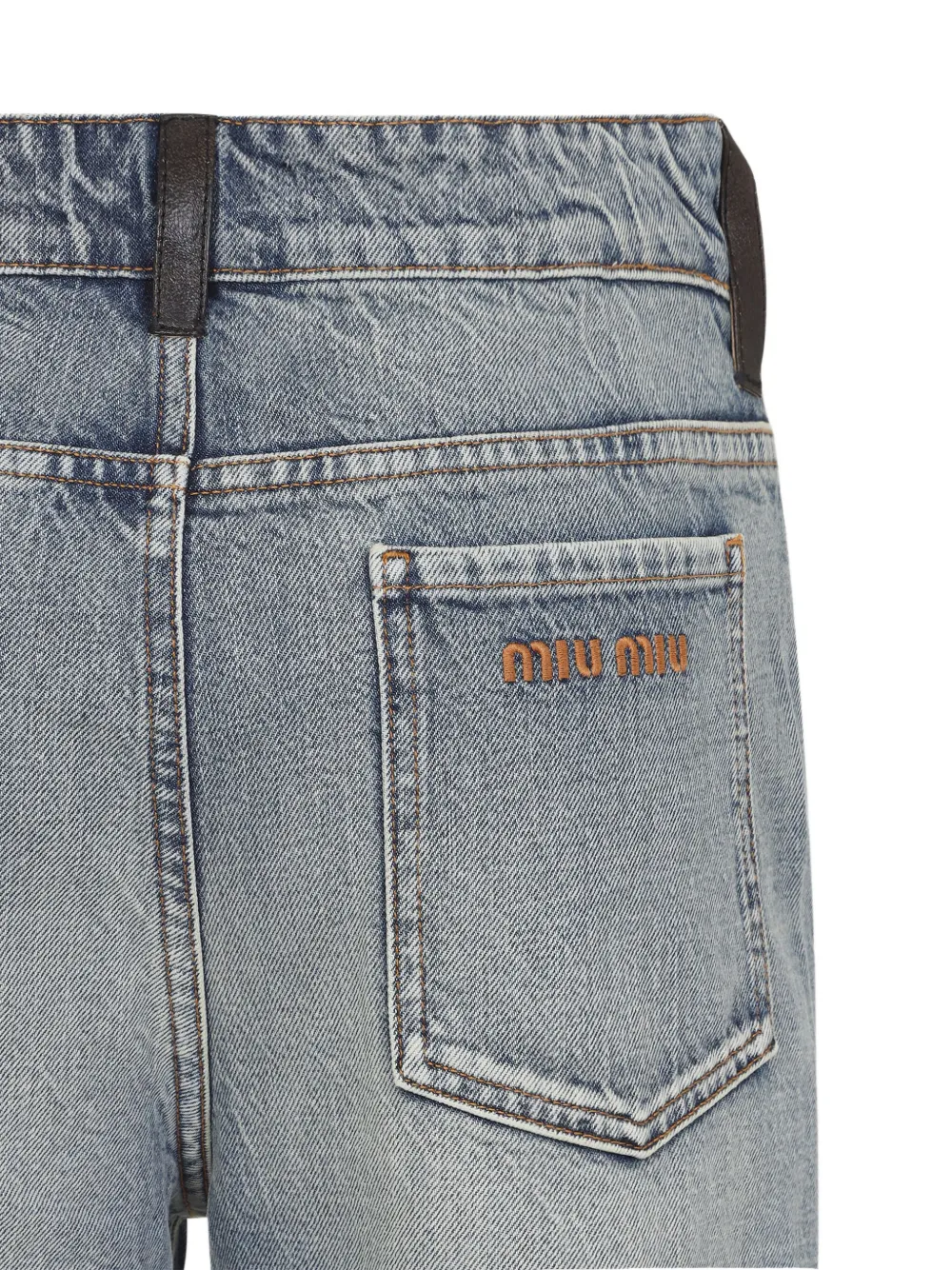 Miu leather-trimmed jeans Blauw