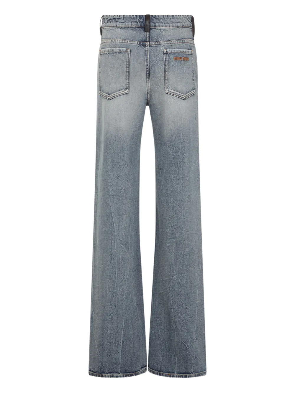 Miu leather-trimmed jeans Blauw