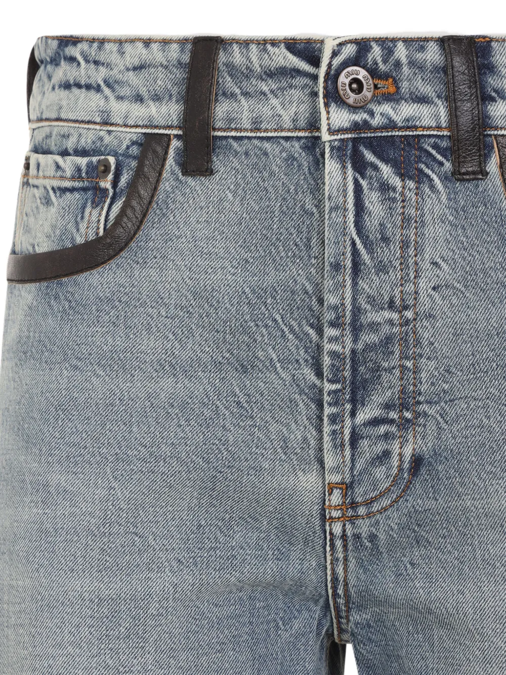 Miu leather-trimmed jeans Blauw