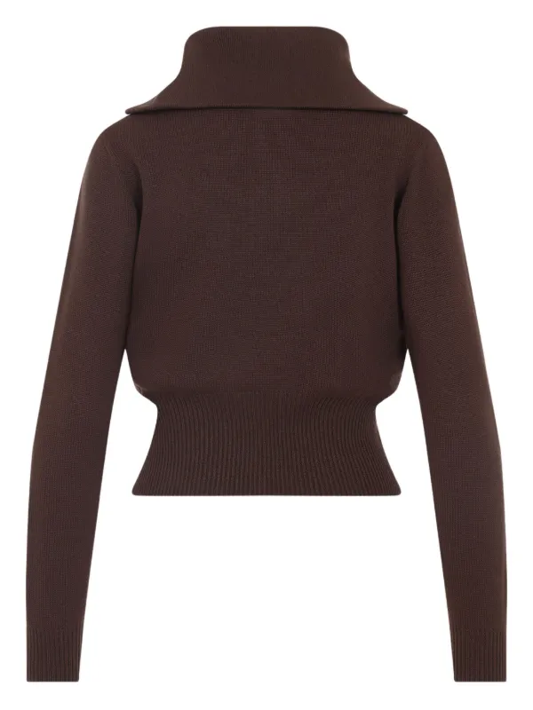 Miu Miu high-neck zip-up Sweater | Brown | FARFETCH NO