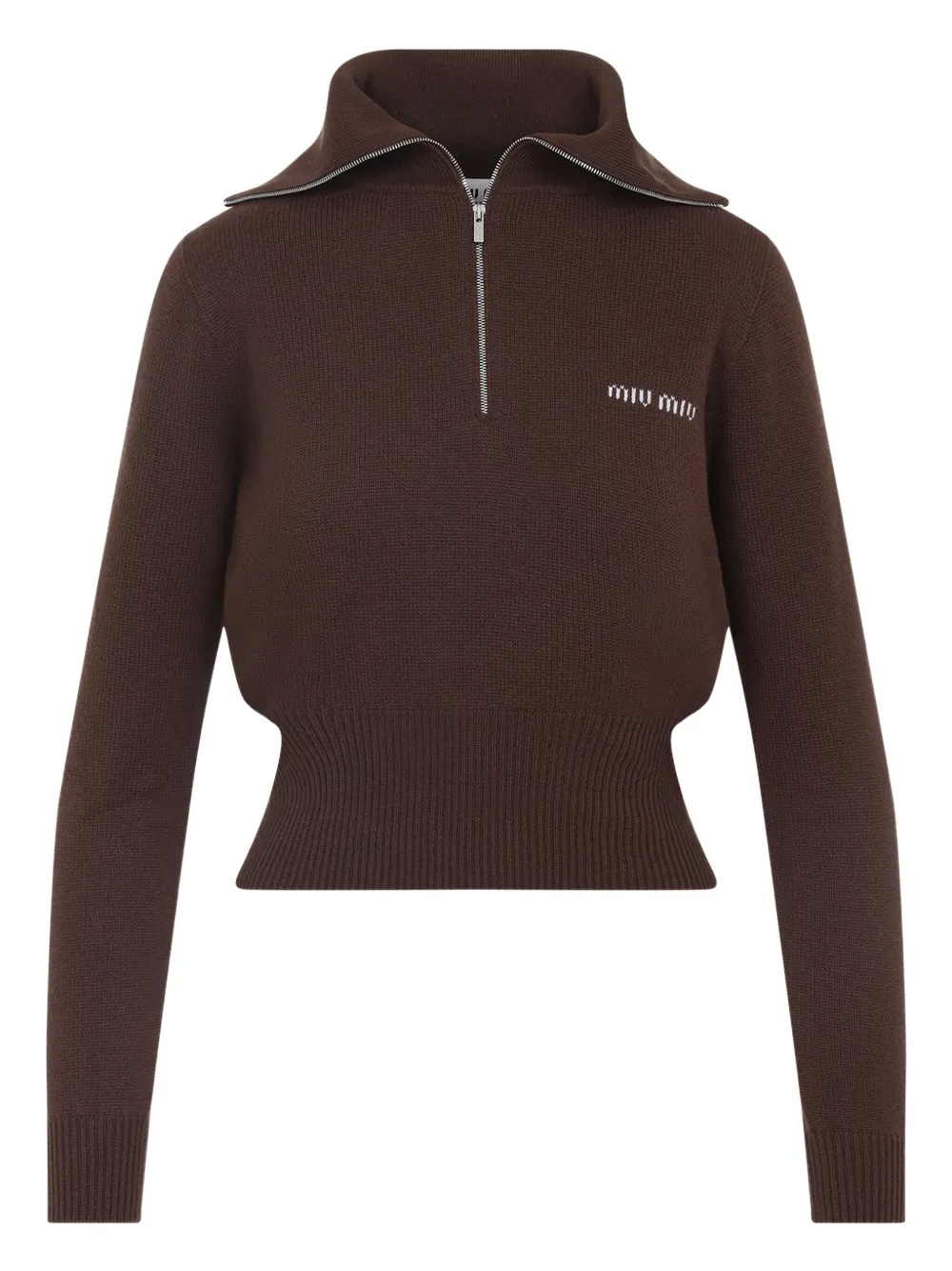 Miu high-neck zip-up sweater Bruin