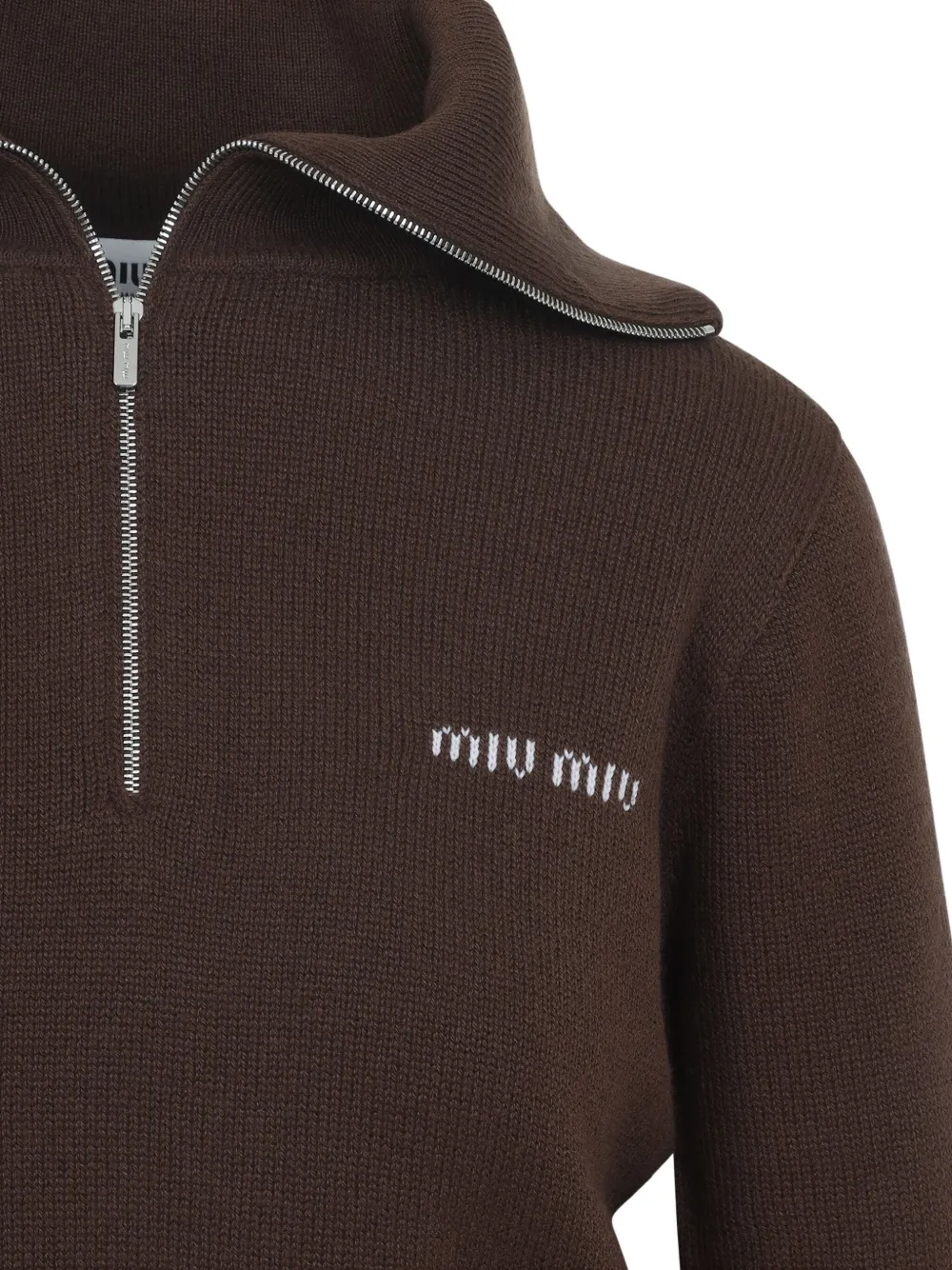 Miu high-neck zip-up sweater Bruin
