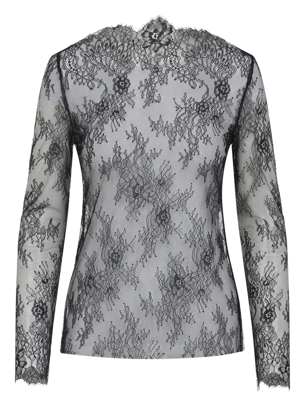 Alberta Ferretti Top met bloemenkant Zwart