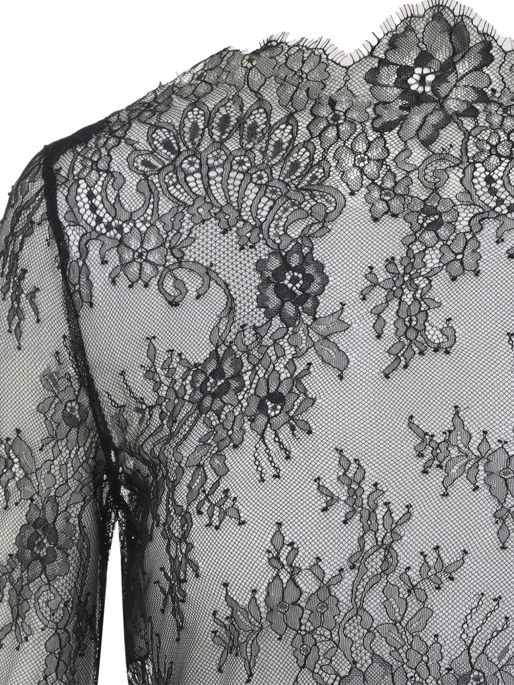 Alberta Ferretti Top met bloemenkant Zwart