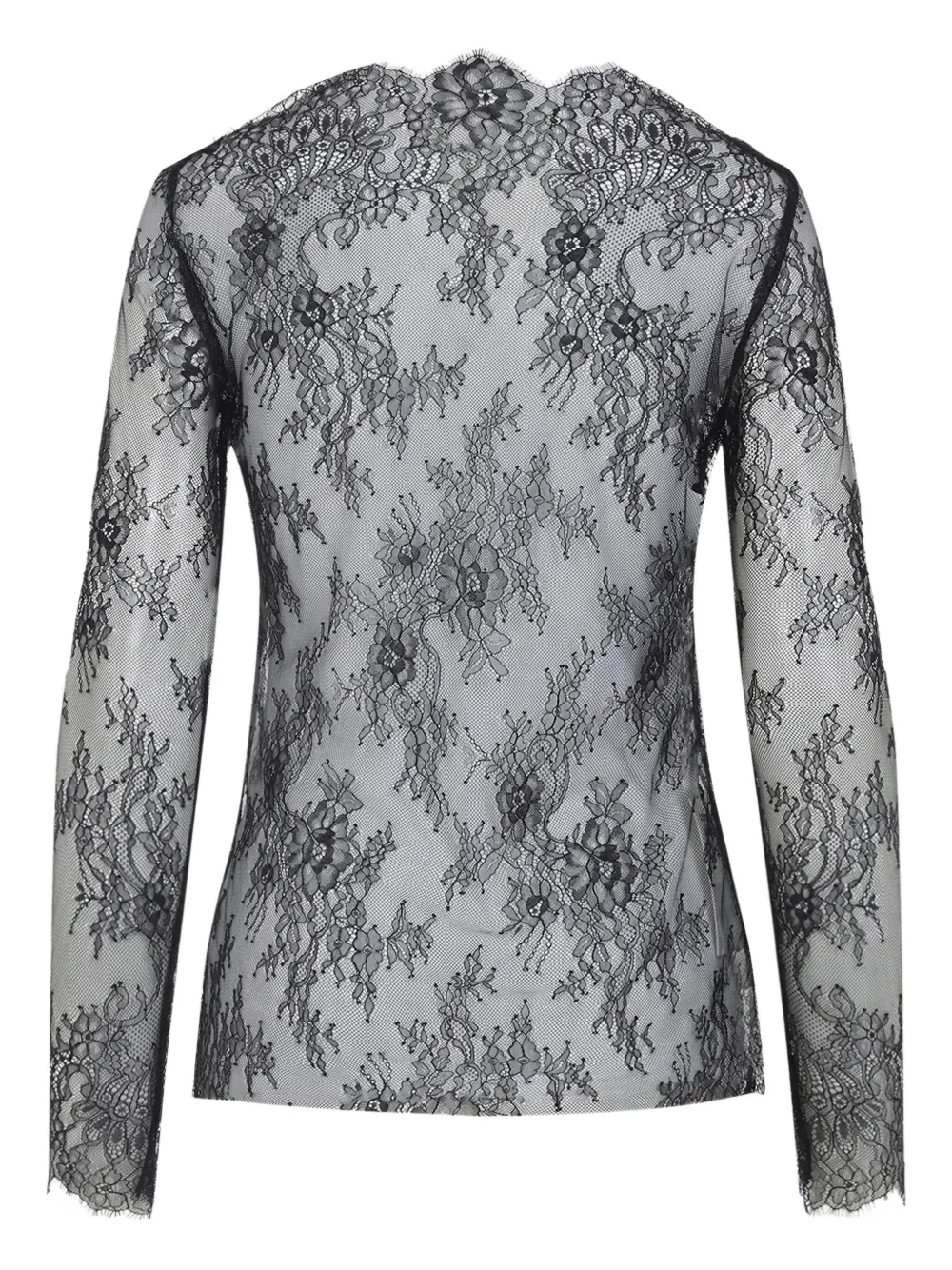 Alberta Ferretti Top met bloemenkant Zwart