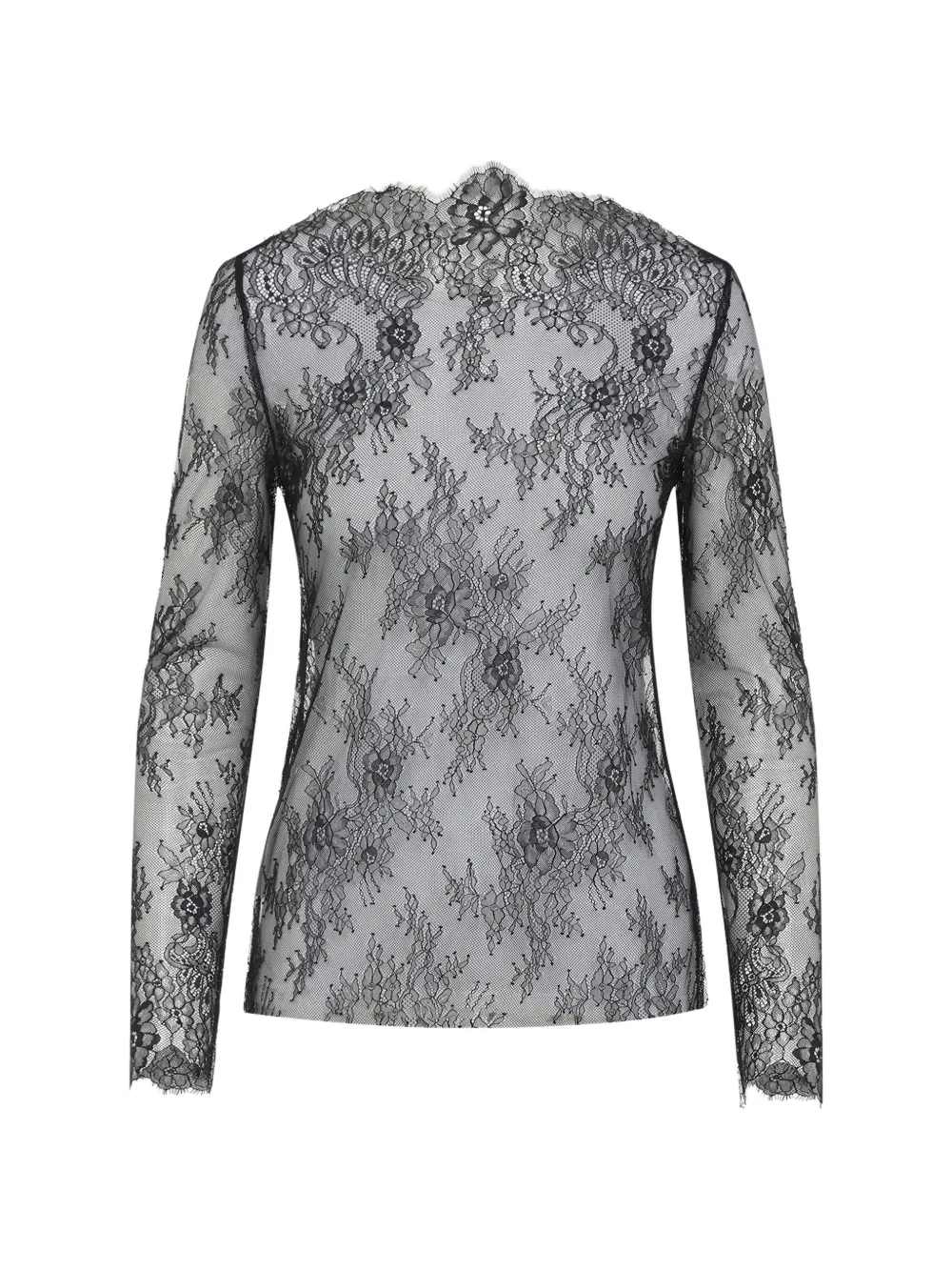Alberta Ferretti floral-lace long-sleeve top - Nero