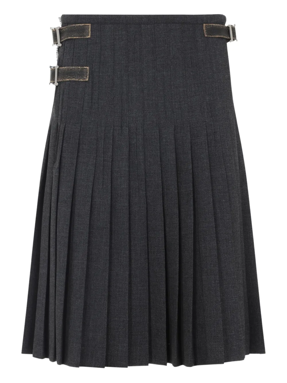 Prada pleated buckle-fastening midi skirt Grijs
