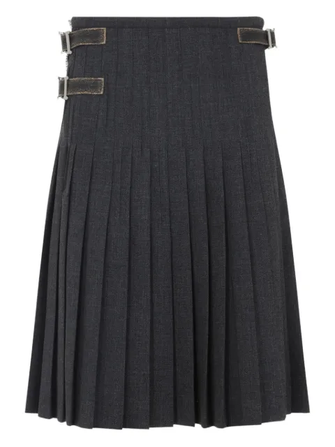 Prada pleated buckle-fastening midi skirt