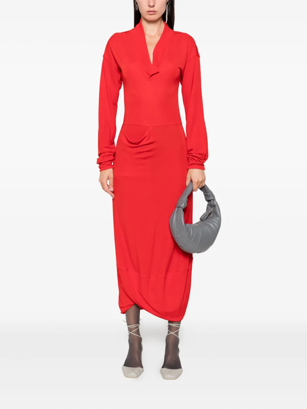 LEMAIRE cowl-neck pocket dress Rood