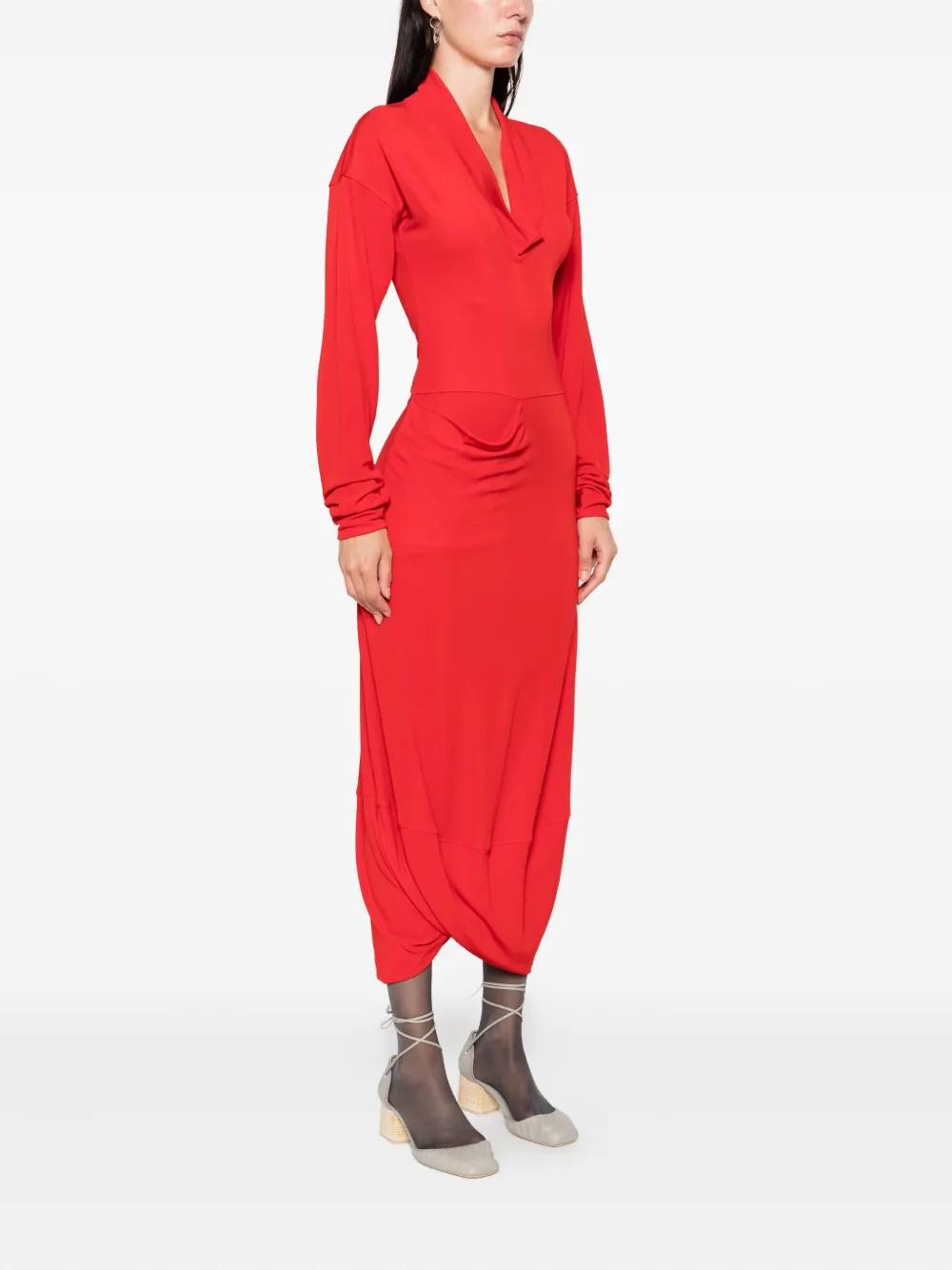 LEMAIRE cowl-neck pocket dress Rood