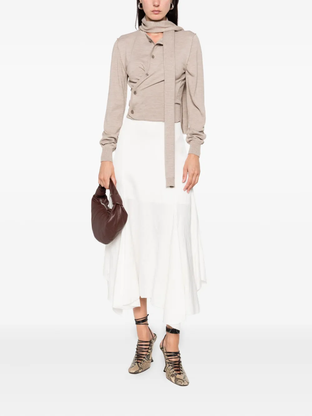 LEMAIRE tied-neck button-detail top Beige