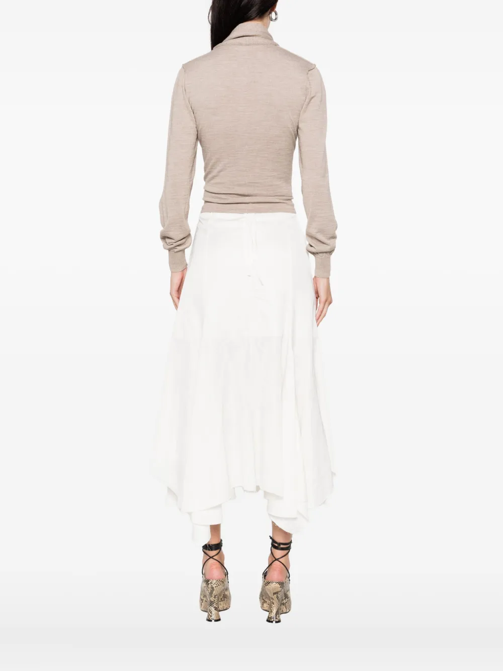 LEMAIRE tied-neck button-detail top Beige
