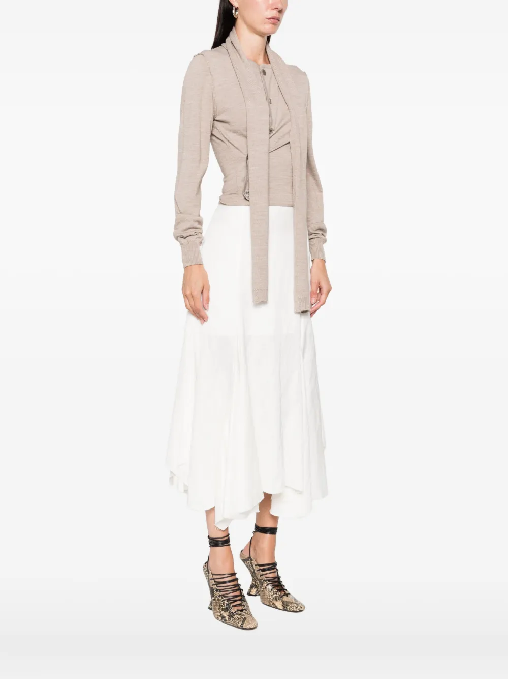 LEMAIRE tied-neck button-detail top Beige
