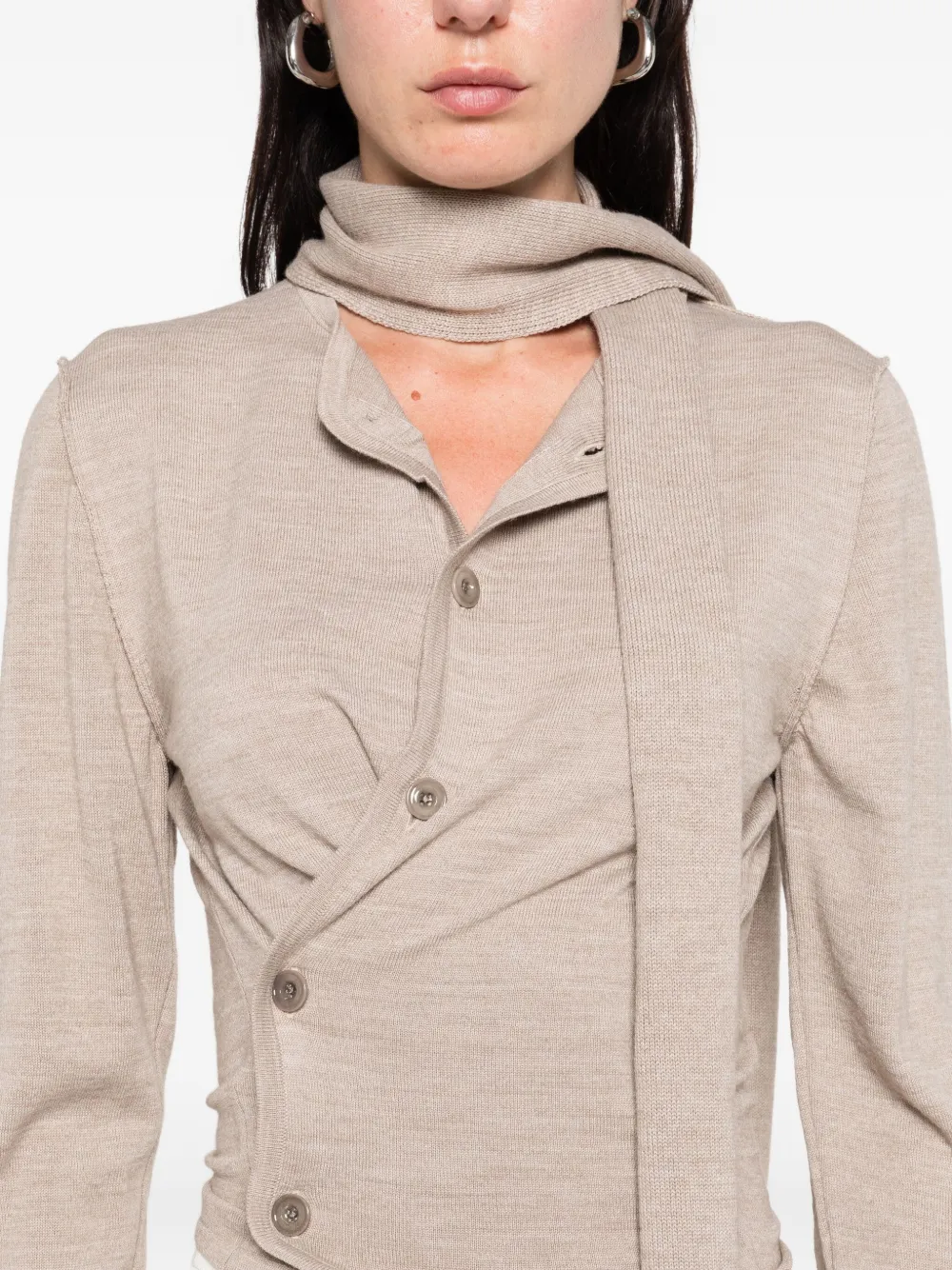 LEMAIRE tied-neck button-detail top Beige