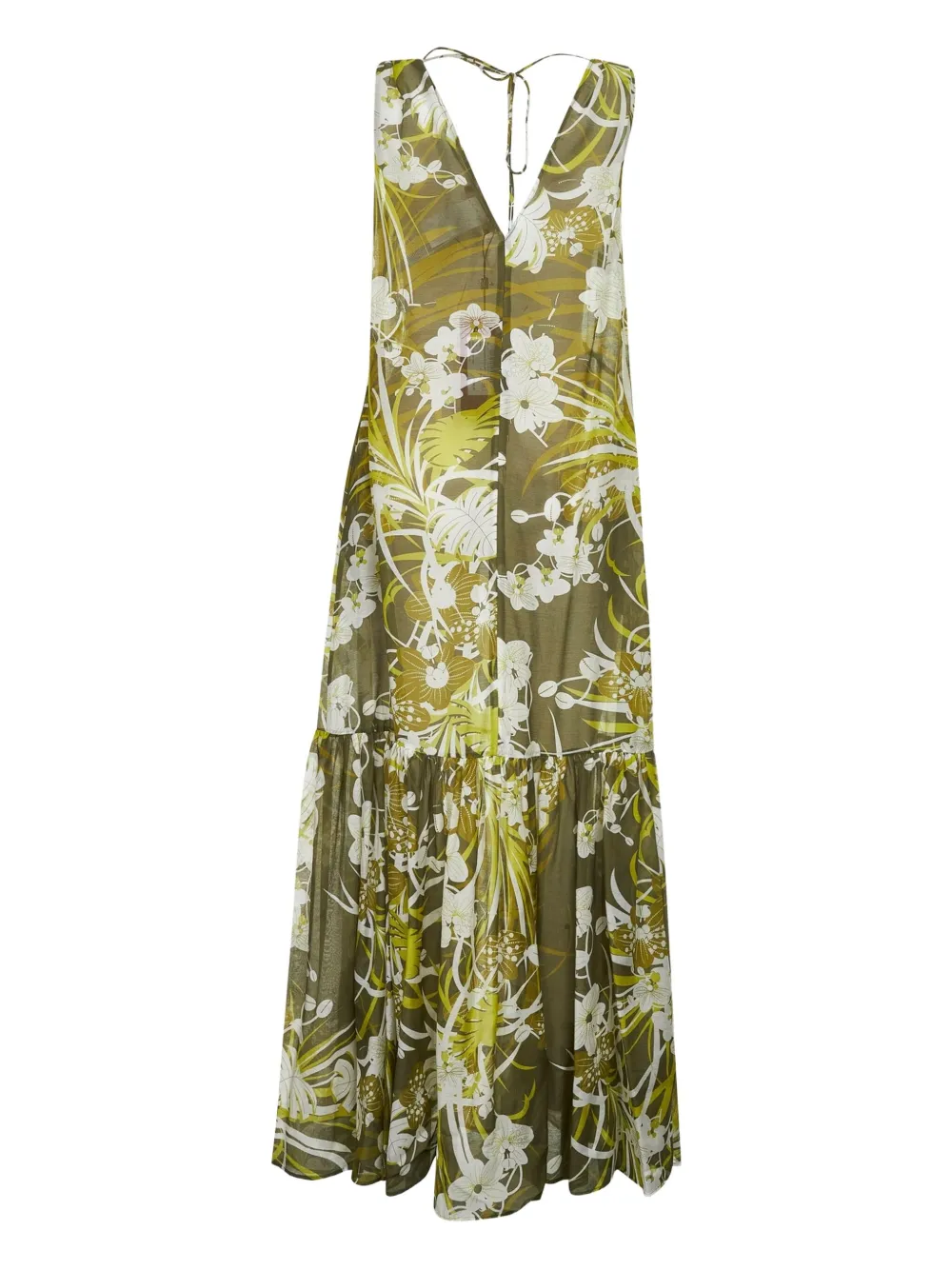 Max Mara floral-print tiered maxi dress Groen