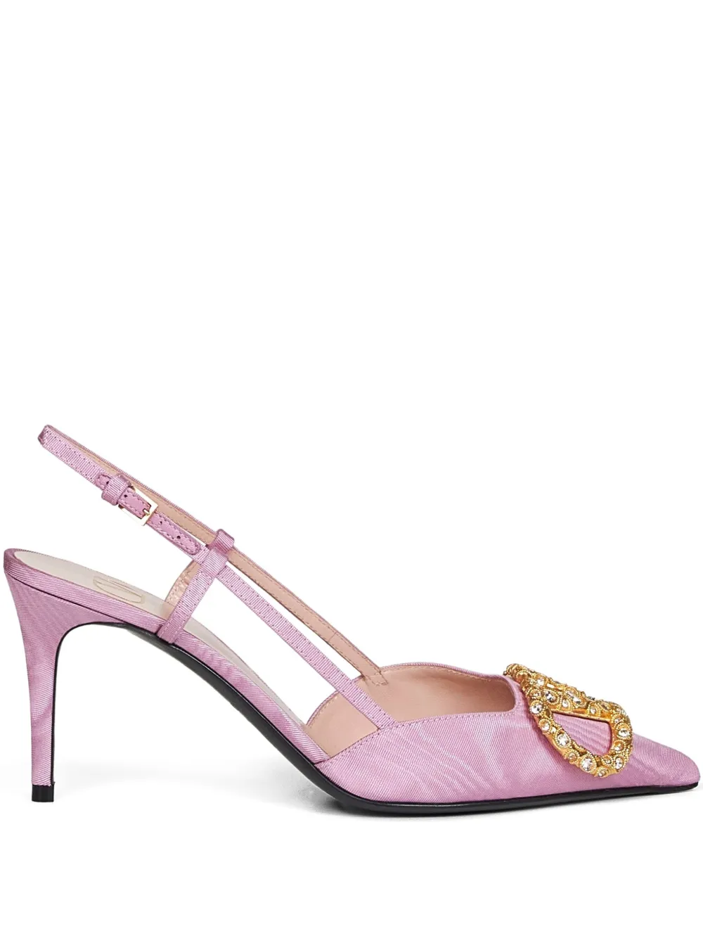 Valentino Garavani 80mm VLogo Signature crystal-embellished slingback pumps Pink