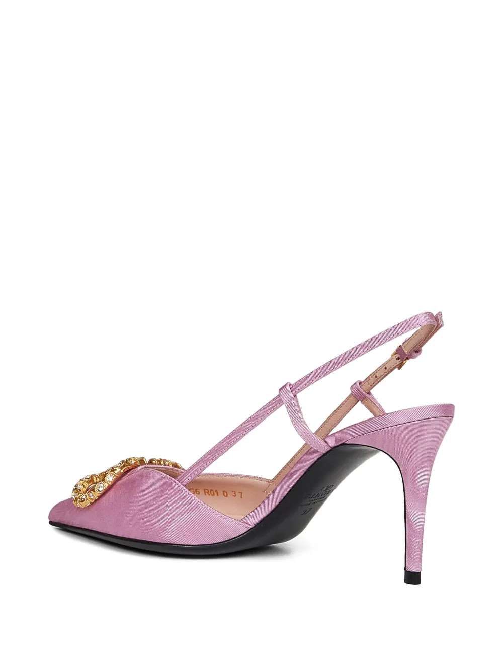 Valentino Garavani 80mm VLogo Signature crystal-embellished slingback pumps Roze