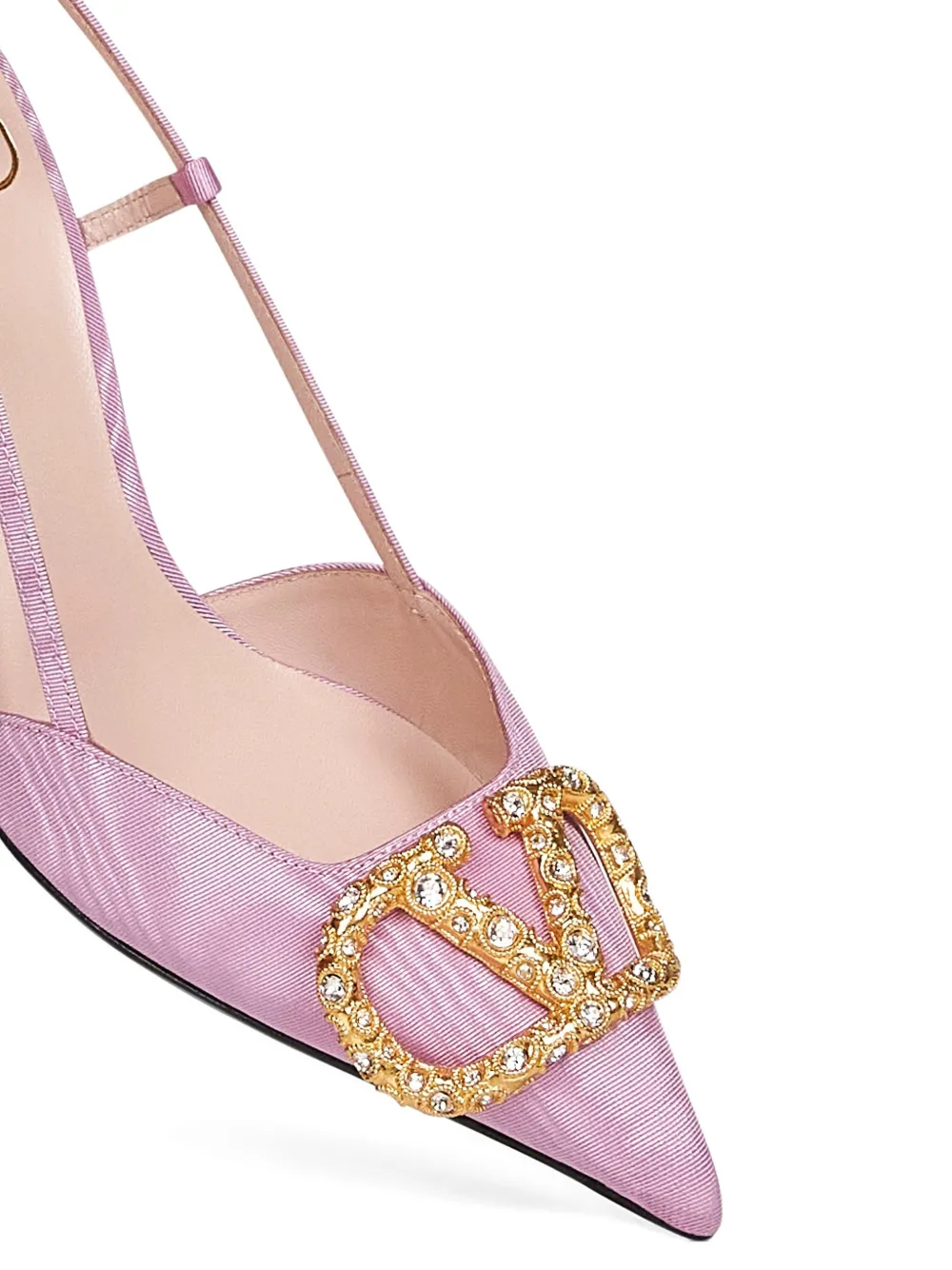 Valentino Garavani 80mm VLogo Signature crystal-embellished slingback pumps Roze