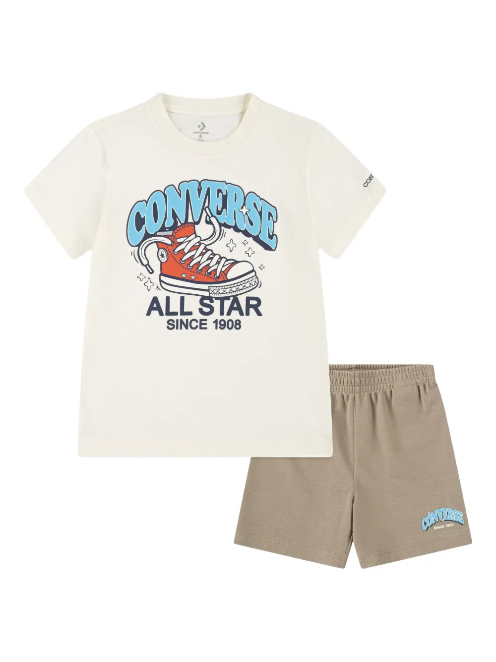 Converse Kids logo-print shorts set | Neutrals | Image 1