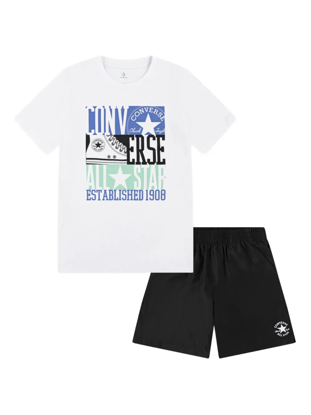 Converse Kids logo-print shorts set | Black | Image 1