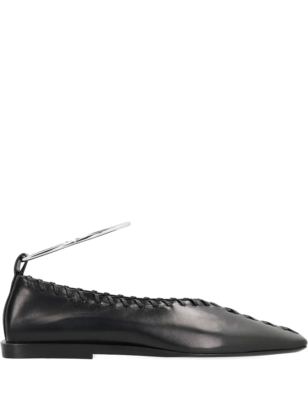 Jil Sander ankle-strap leather ballet flats - ブラック Jil Sander ankle-strap leather ballet flats - ブラック