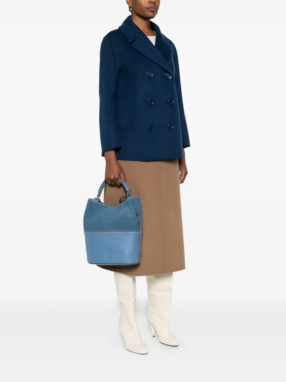 Furla Shopper met denim vlak - Blauw