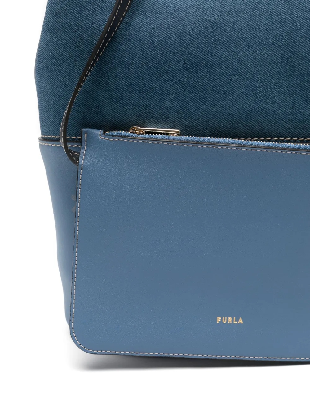 Furla Shopper met denim vlak Blauw