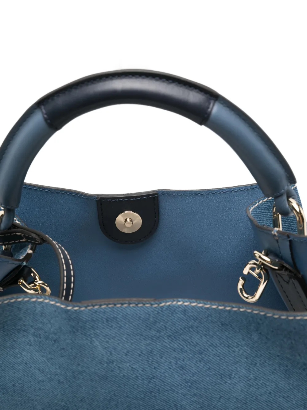 Furla Shopper met denim vlak Blauw