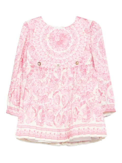 Versace Kids pleated floral-print dress