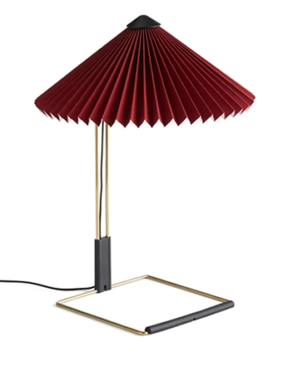 Hay Matin Pleated Shade Brass-base Lamp In Red