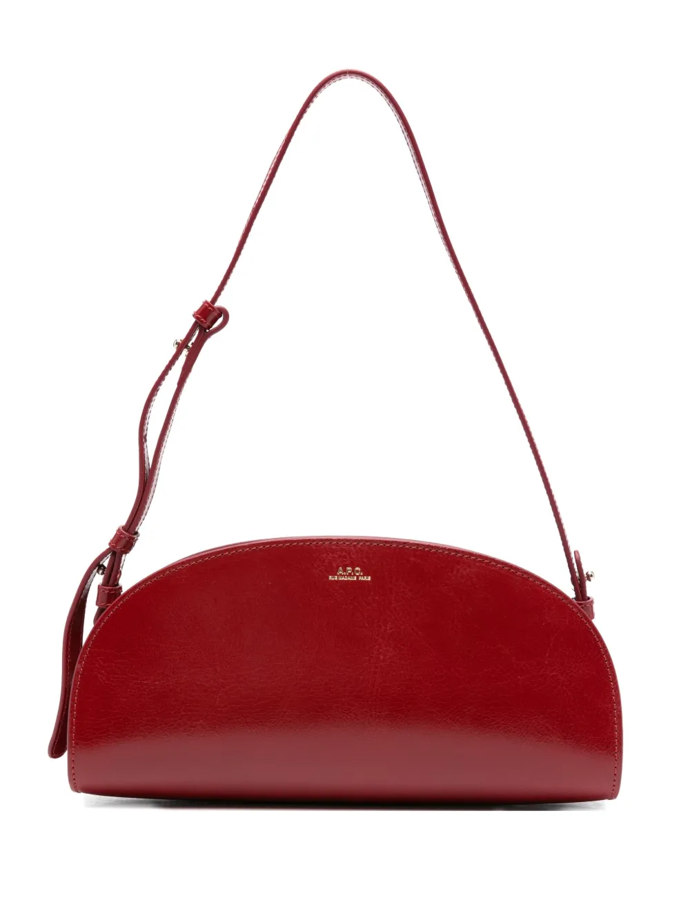 A.P.C. Demi Lune leren schoudertas Rood
