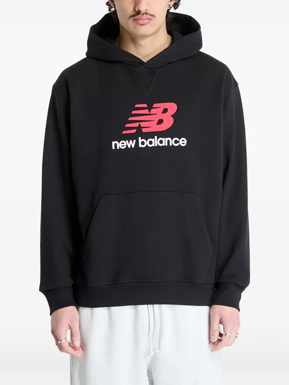 New Balance Badstof hoodie met logo Zwart