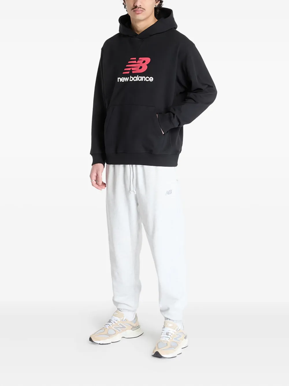 New Balance Badstof hoodie met logo Zwart
