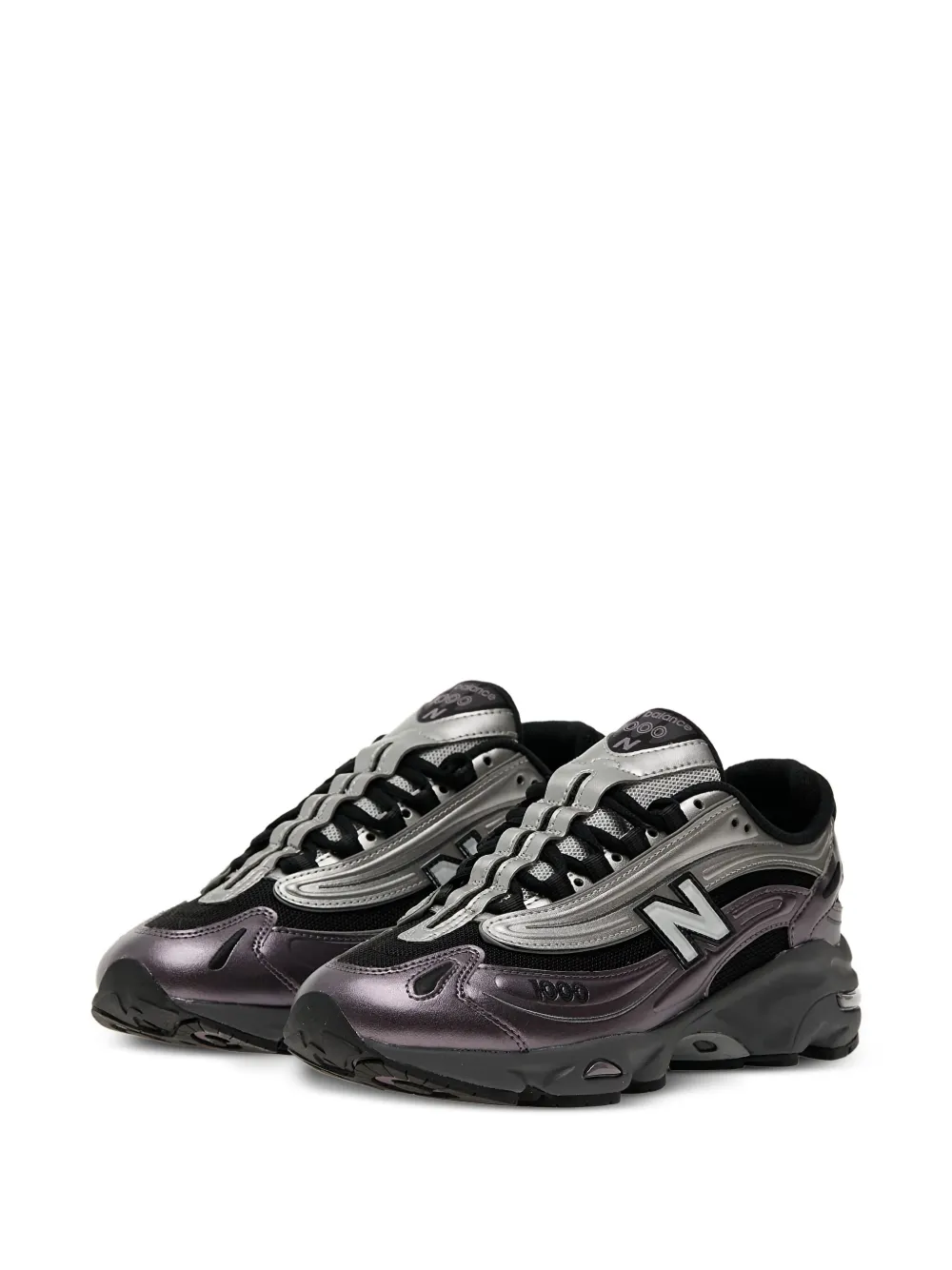 New Balance 1000 lace-up metallic sneakers Black
