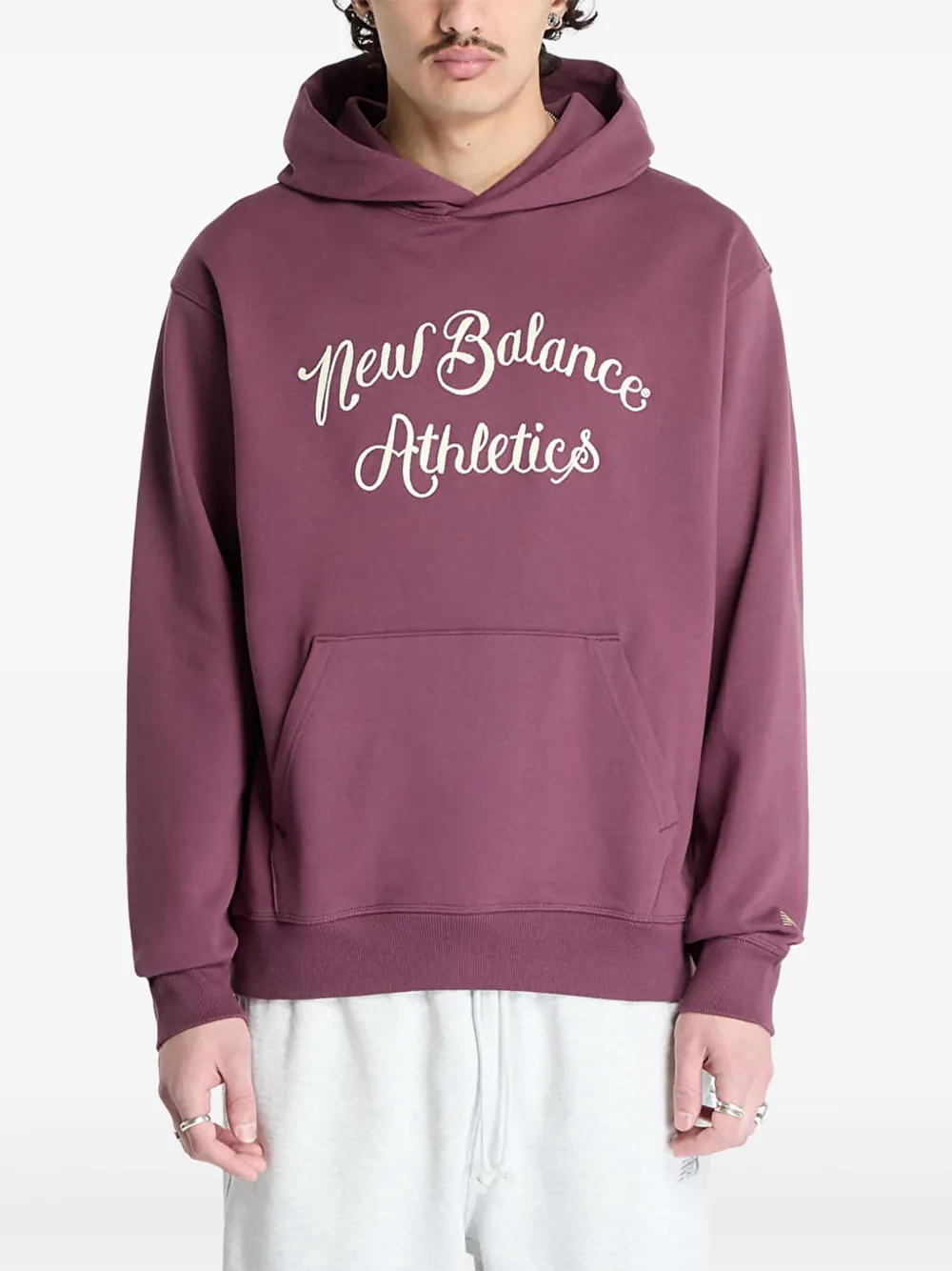 New Balance League script-logo hoodie Paars