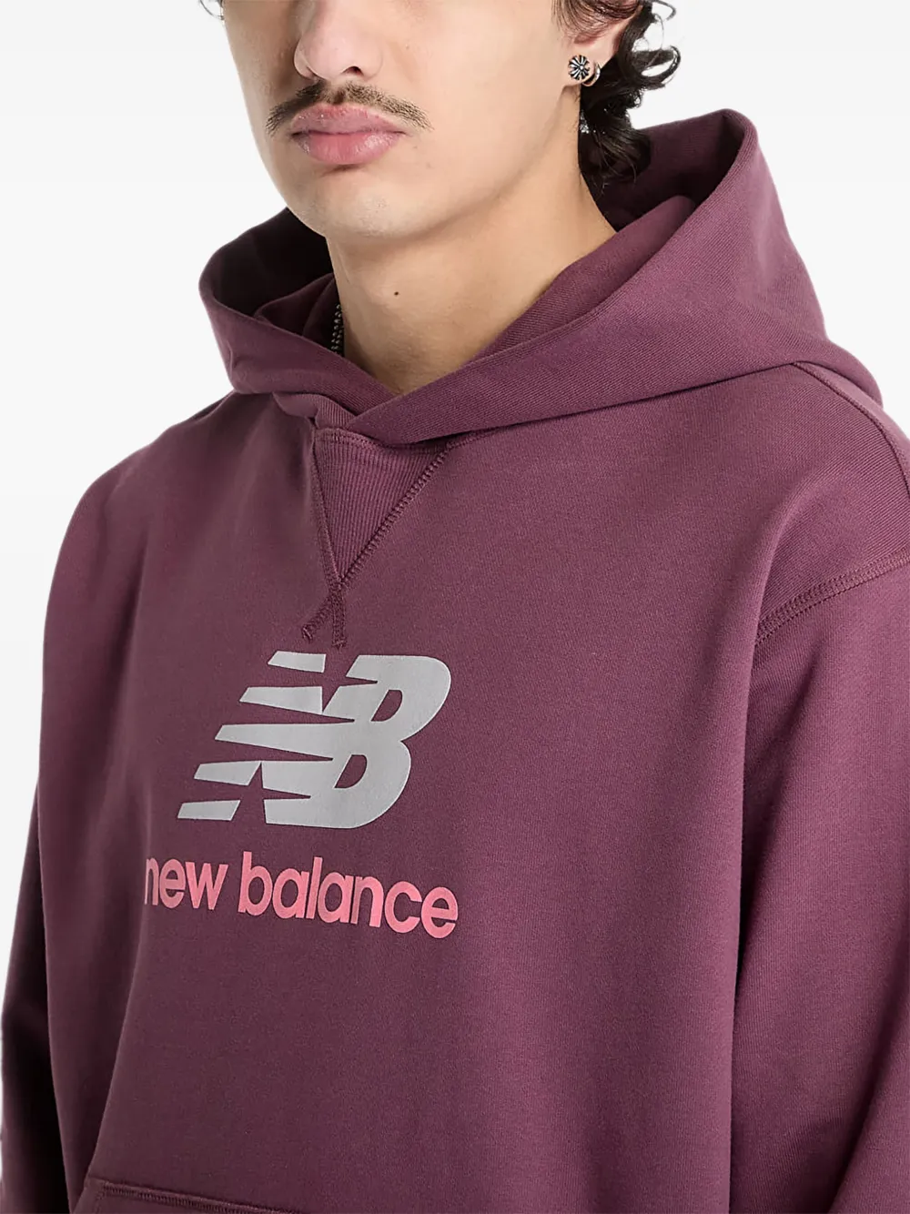 New Balance Athletics katoenen hoodie met logoprint Paars