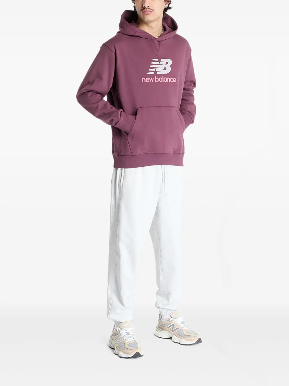 New Balance Athletics katoenen hoodie met logoprint Paars