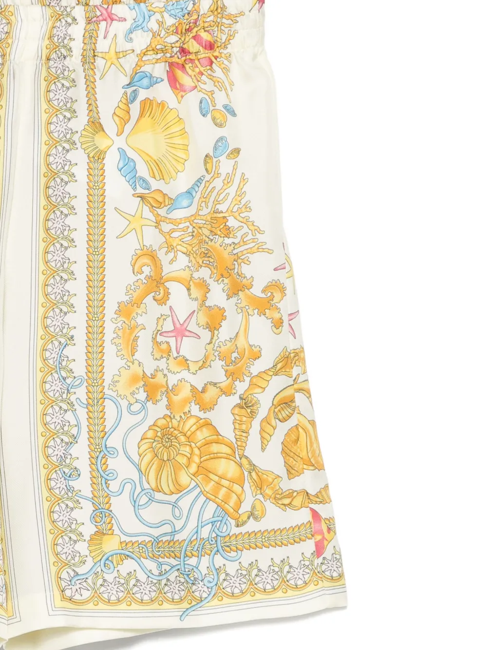 Versace Kids Underwater Barocco-print silk shorts Geel