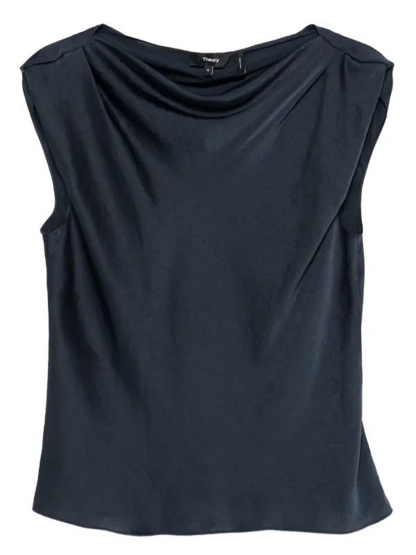 Theory Cowl-neck Sleeveless Top in Blue