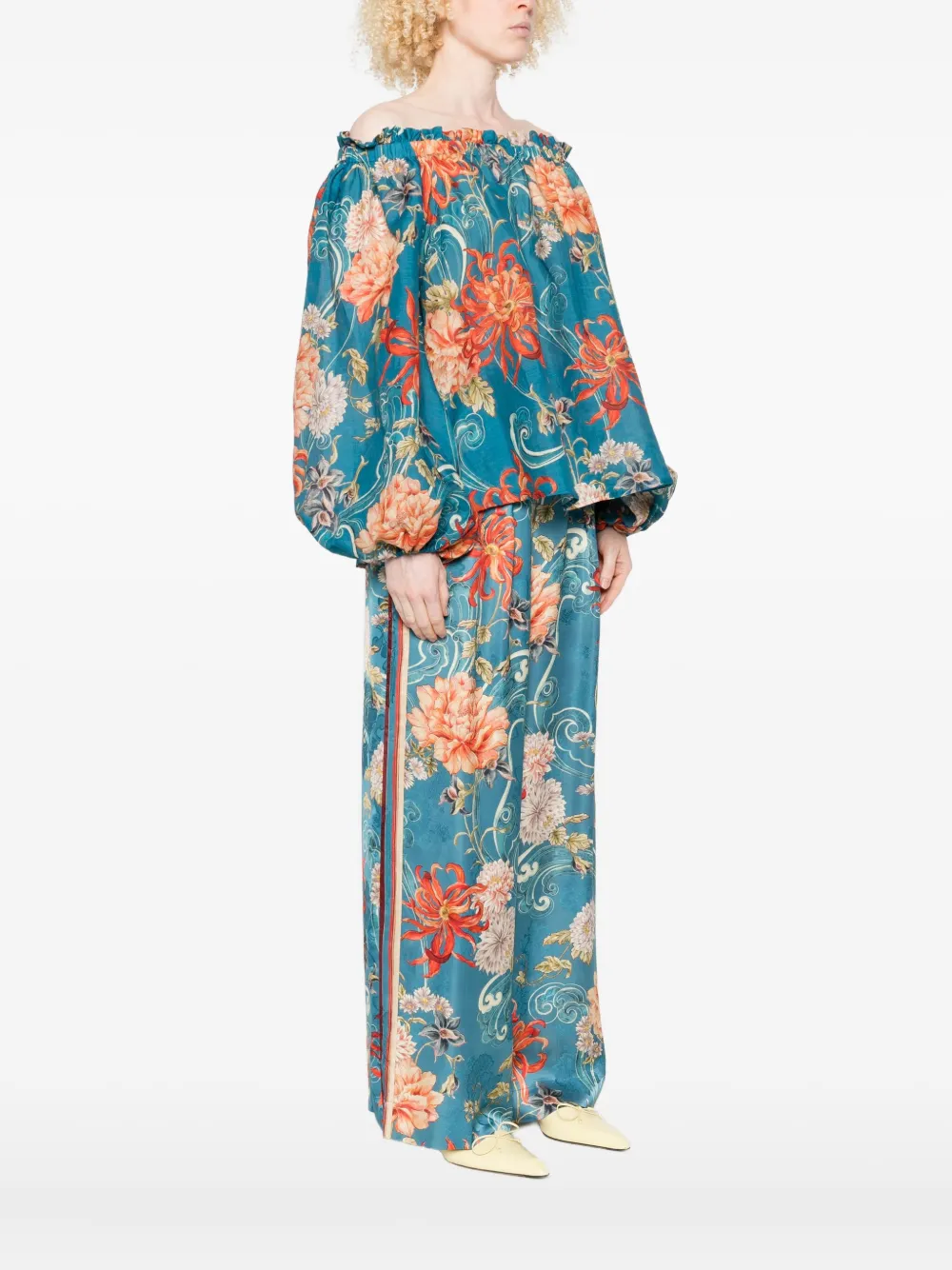 Alemais Floral-print Off-shoulder Blouse In Multi
