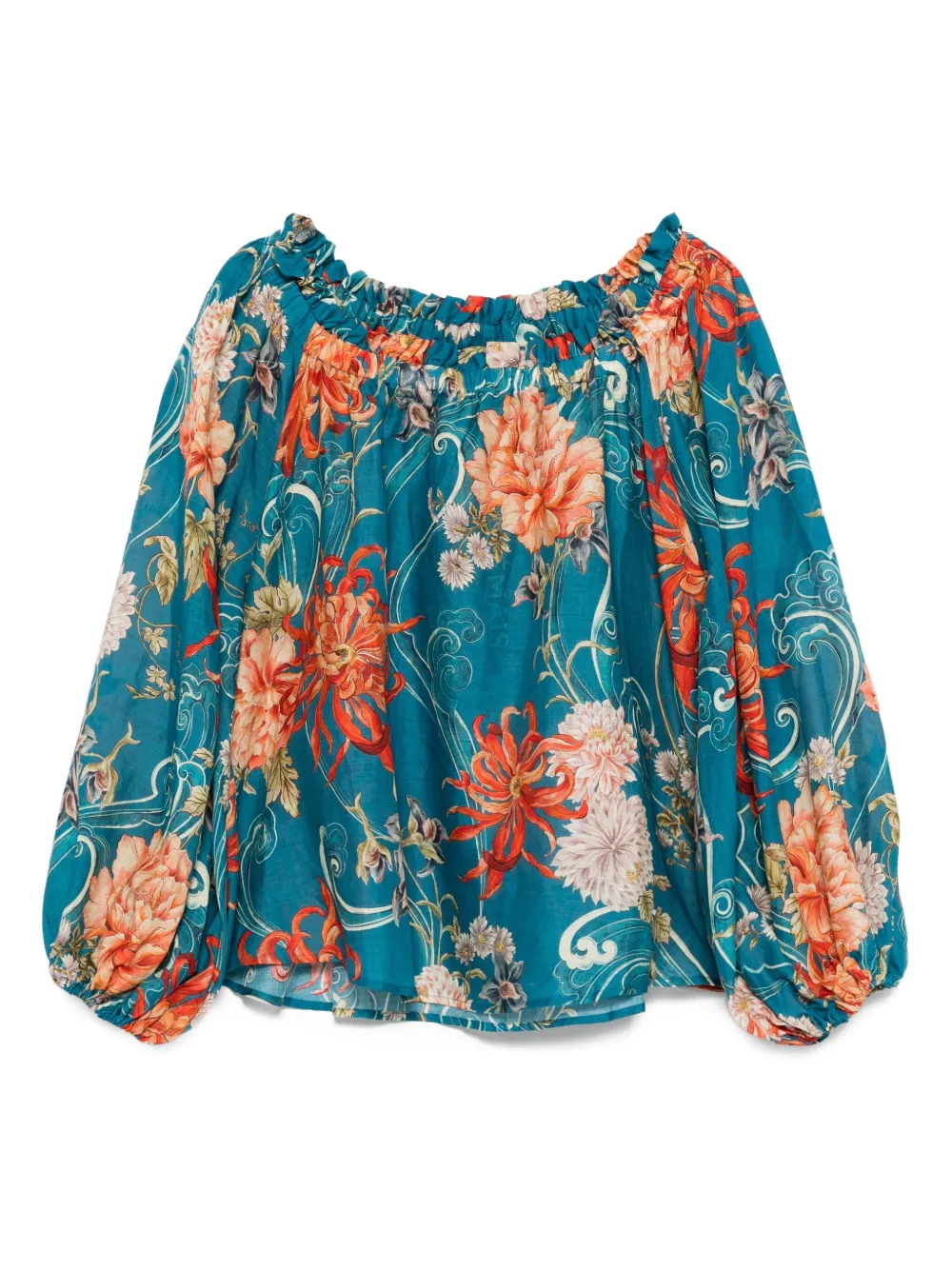 floral-print off-shoulder blouse
