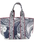 ALEMAIS floral-pattern panelled tote bag - Blue