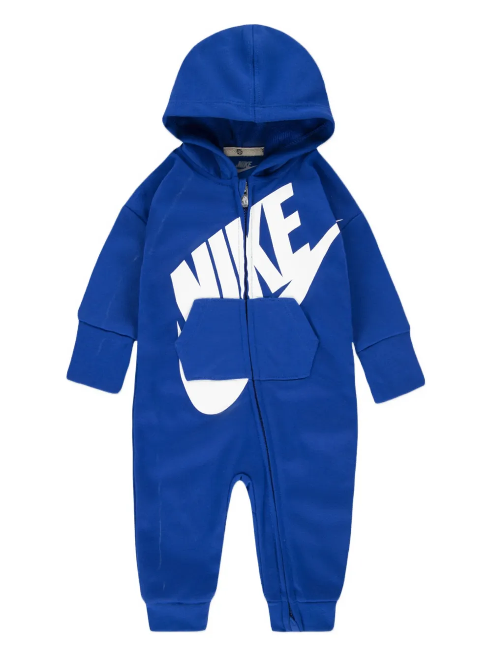 Nike Kids logo-print hooded romper Blauw