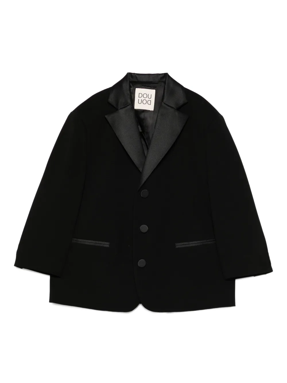 Douuod Kids notch-lapel three-button blazer Zwart