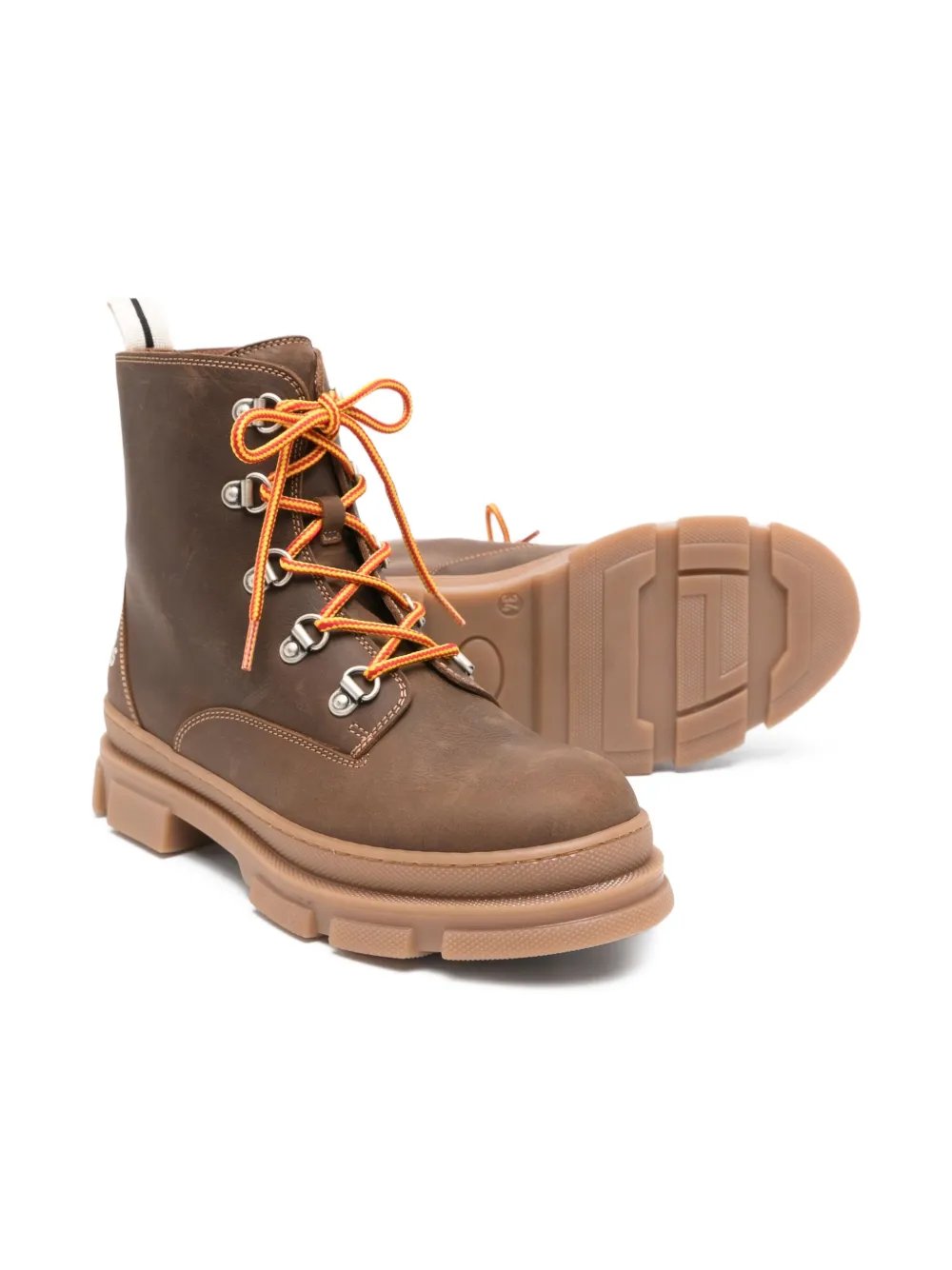 Palm Angels Kids lace-up leather boots Brown
