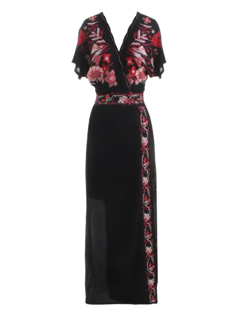 Cecilia Prado Vestido longo envelope Agatha com bordado