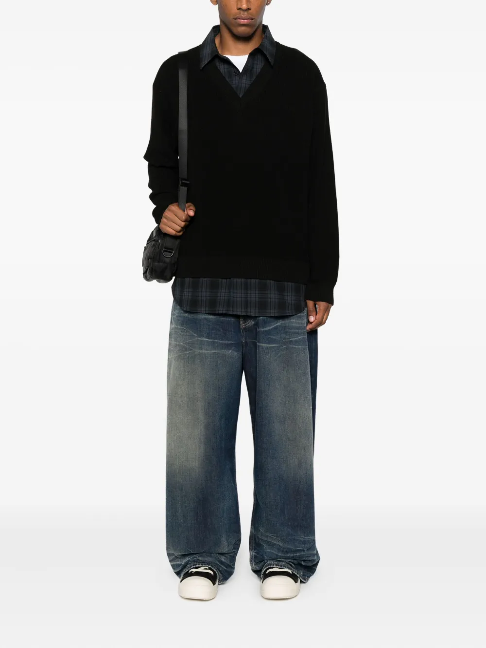 Juun.J layered sweater Zwart