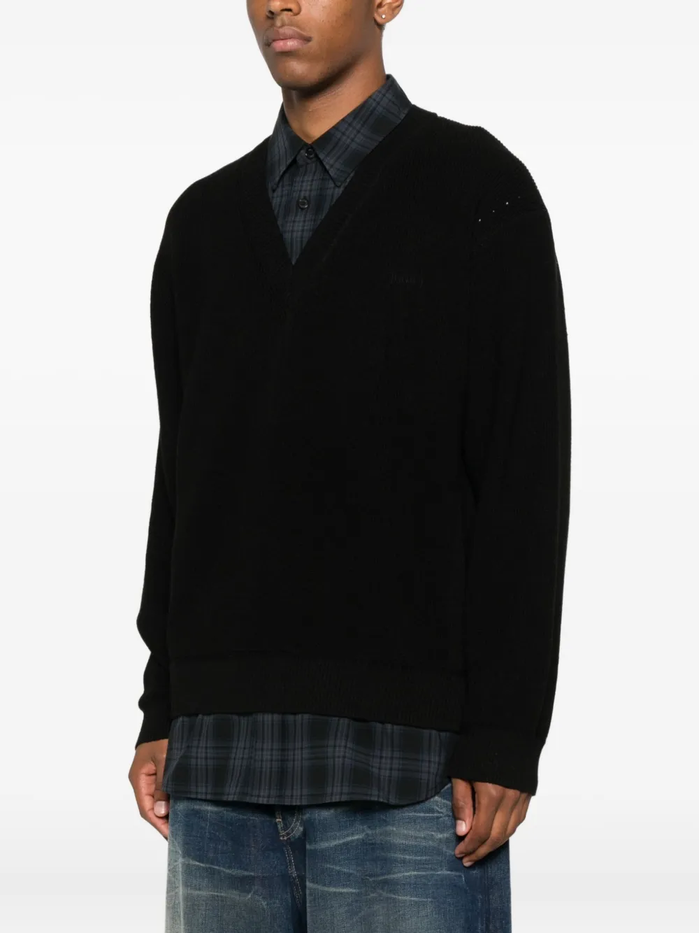 Juun.J layered sweater Zwart