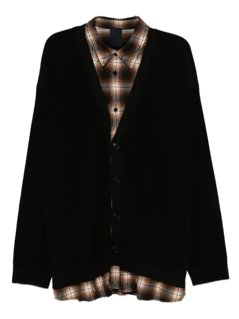 Juun.J button-front plaid-layered cardigan